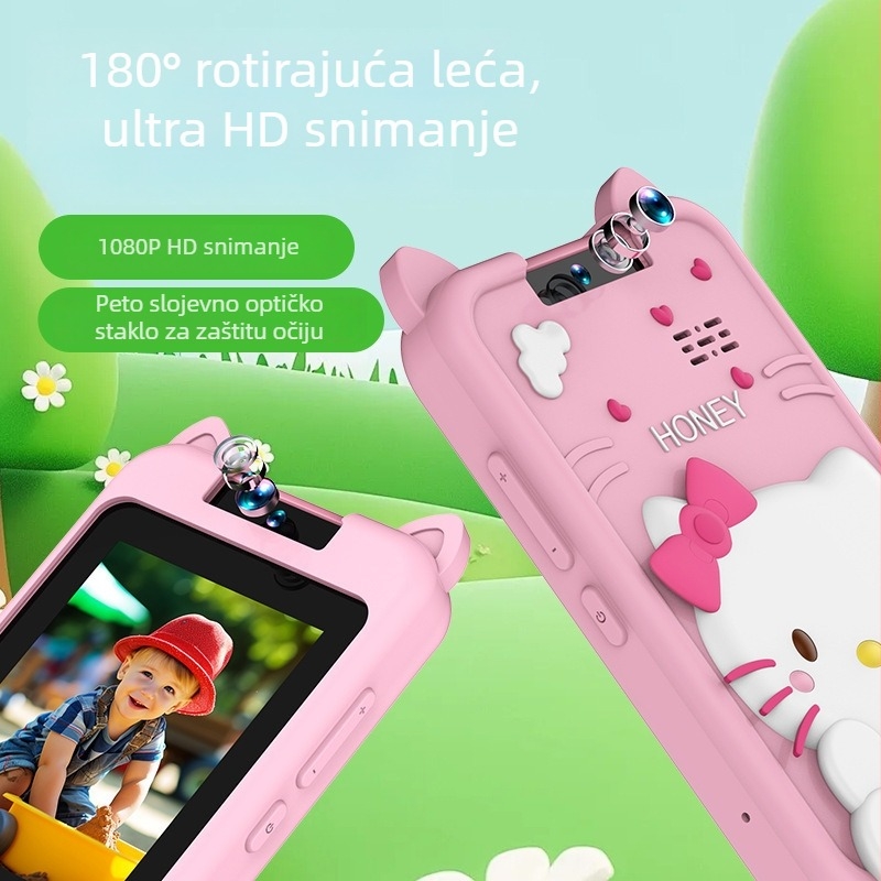 Dječja digitalna kamera s mobitel dizajnom, obrnivi dizajn, 24MP fotografije, TF kartica podrška, video zapis