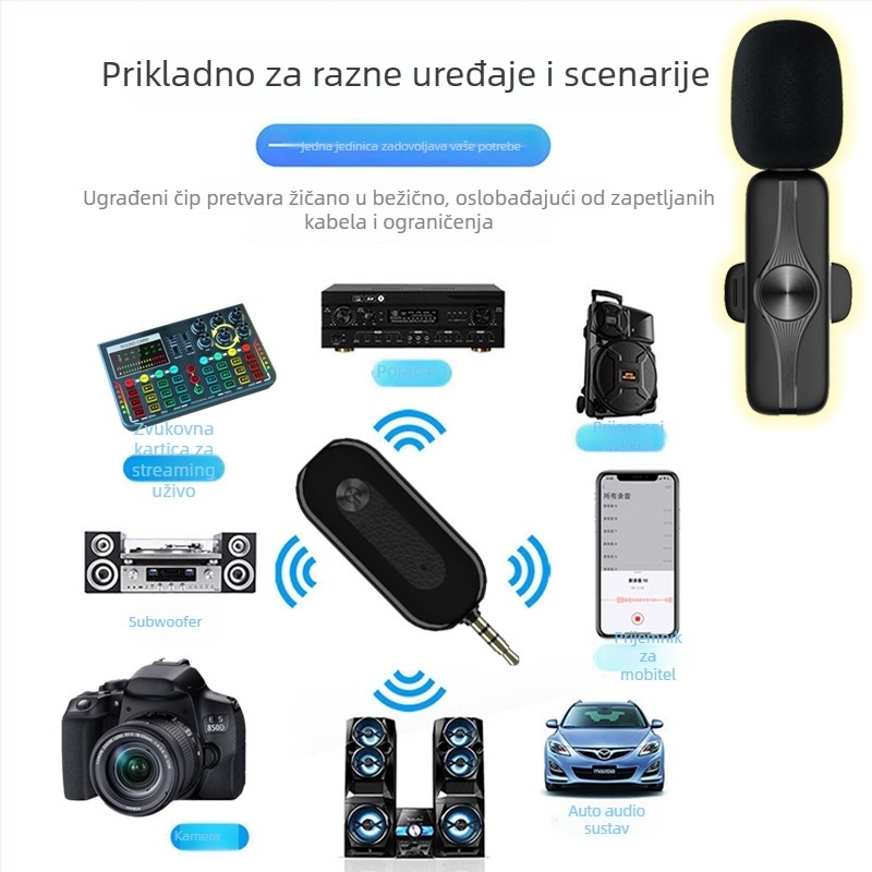 Lavalier mikrofon za live streaming na mobitelima i PC-ima, model M3X, 3,5 mm priključak, frekvencijski odziv 20 Hz–20 kHz, SNR ≥75 dB