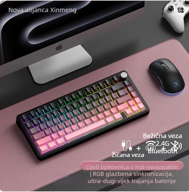Gaming tipkovnica, bežična, mehanički prekidači, RGB pozadinsko osvjetljenje, vodootporna