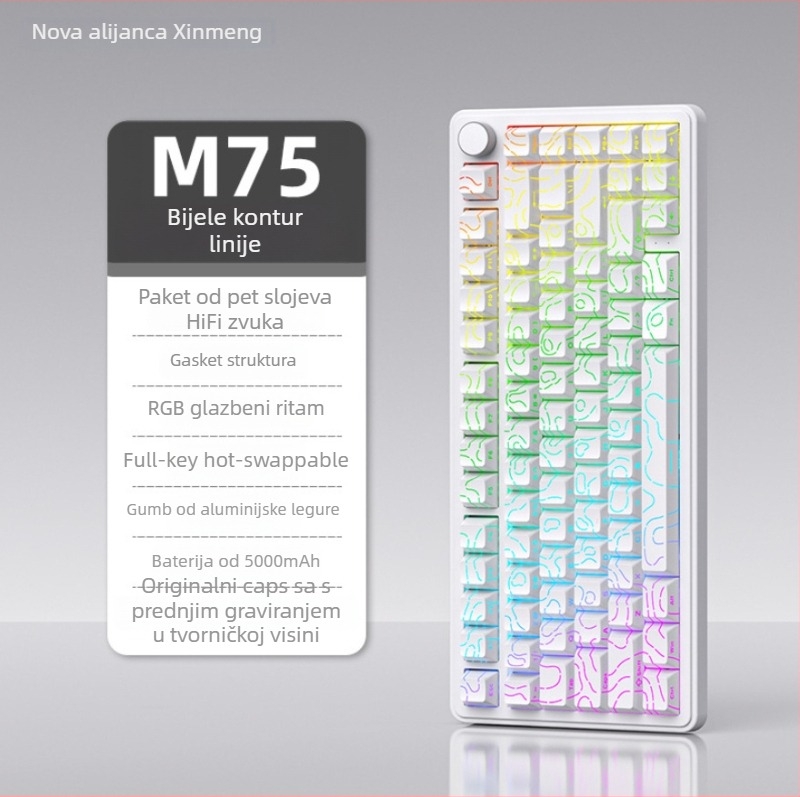 Gaming tipkovnica, bežična, mehanički prekidači, RGB pozadinsko osvjetljenje, vodootporna