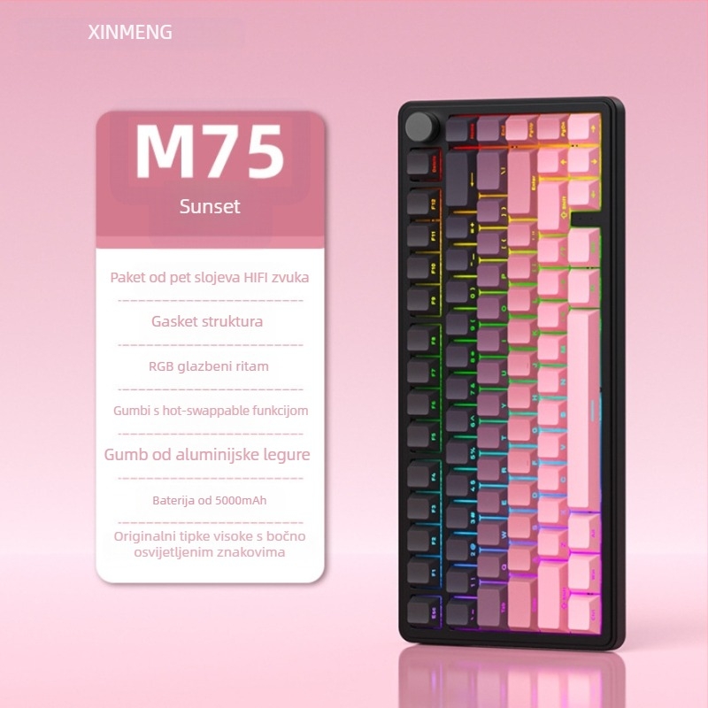 Gaming tipkovnica, bežična, mehanički prekidači, RGB pozadinsko osvjetljenje, vodootporna
