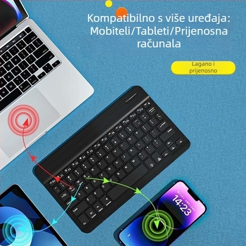 Bluetooth tipkovnica za iPad, mobilni telefon, tablet i prijenosno računalo – prijenosna, punjiva bežična tipkovnica