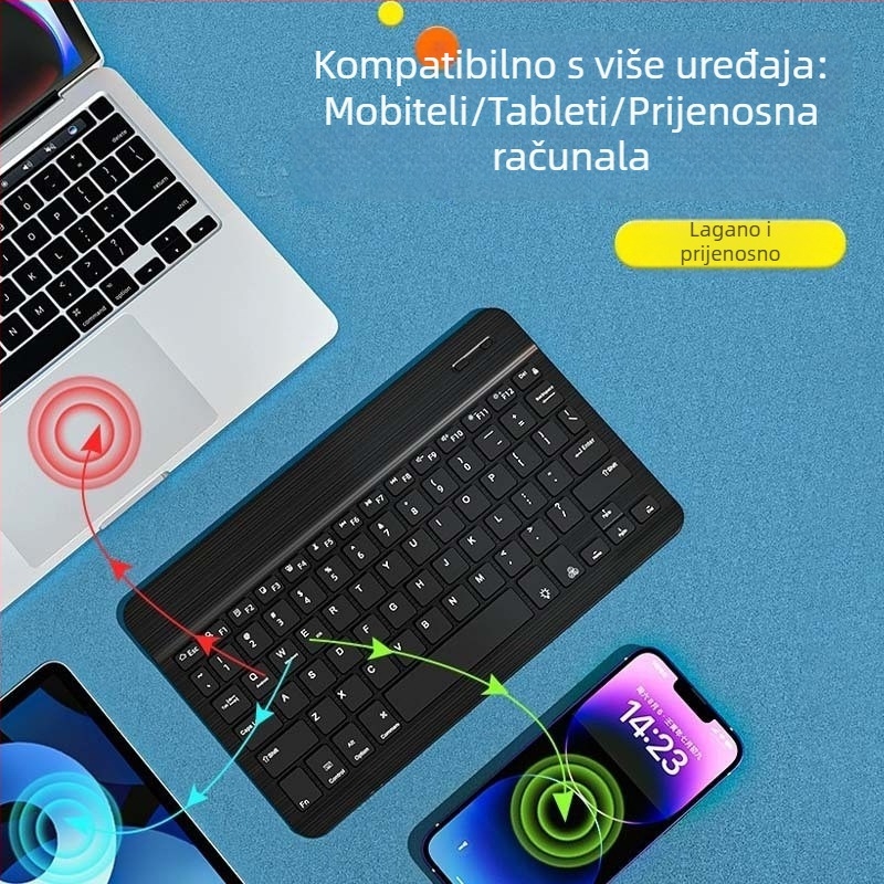 Bluetooth tipkovnica za iPad, mobilni telefon, tablet i prijenosno računalo – prijenosna, punjiva bežična tipkovnica