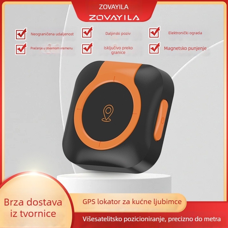 GPS tracker za kućne ljubimce s praćenjem zdravlja, temperature i otkucaja srca za pse i mačke – kompatibilan s Androidom i iOS-om, 600mAh baterija, USB 2.0 sučelje, ABS+PC kućište