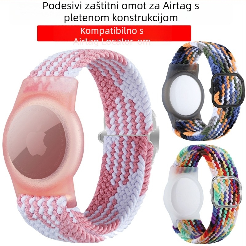 Airtag zaštitna futrola s najlonskom pletenom trakom, TPU materijal, ručna izrada, mekano kućište