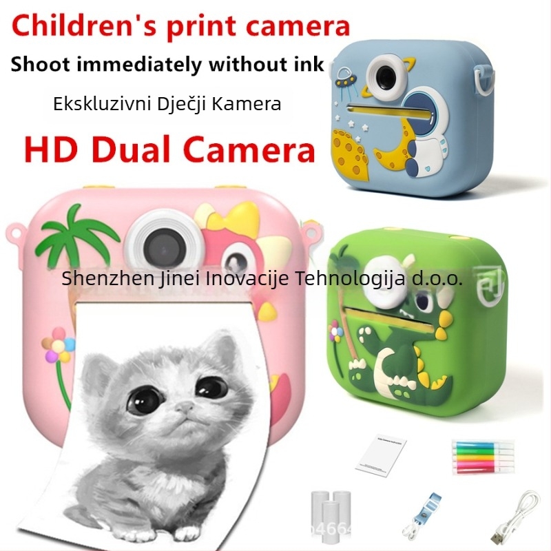 Dječja kamera za ispis – model P9, 48MP, 2,4'' LCD, TF kartica, kućište od ABS+silika gel, trajanje baterije 1–2 sata