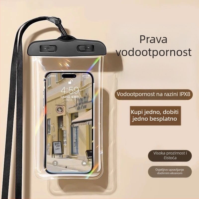PU vodootporna futrola za telefon za plivanje i ronjenje, kompatibilna s dodirnim zaslonom, podvodna torbica s trakicom za vrat