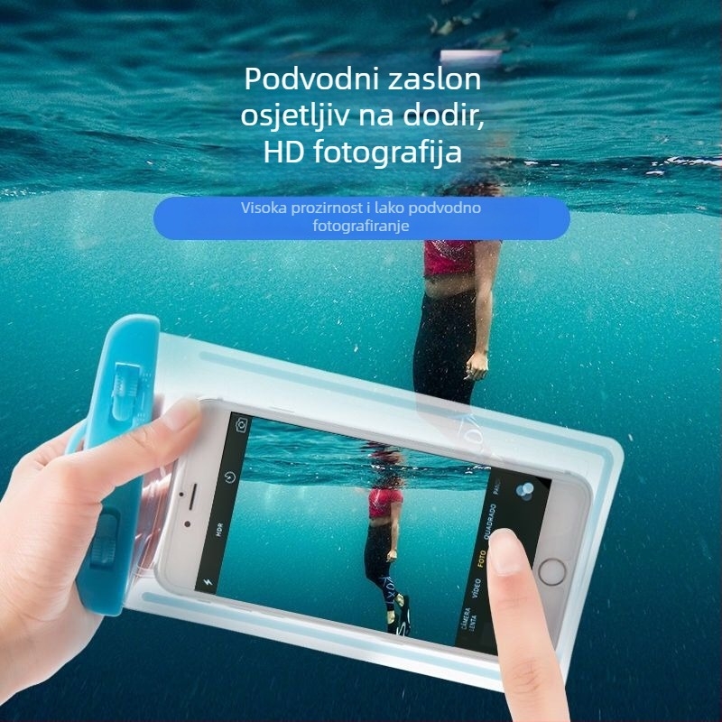 PU vodootporna futrola za telefon za plivanje i ronjenje, kompatibilna s dodirnim zaslonom, podvodna torbica s trakicom za vrat