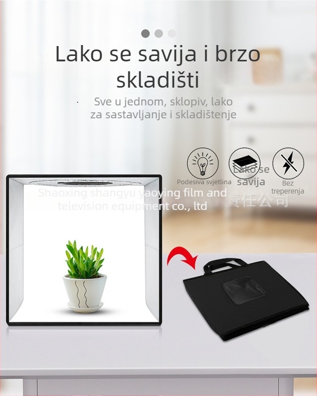 LED svjetlosna kutija za foto-studio – sklopiva, prijenosna s nježnim svjetlom za still life fotografiju; konstrukcija od aluminijske folije i Oxford platna; težine 2,5/4/5,8 kg