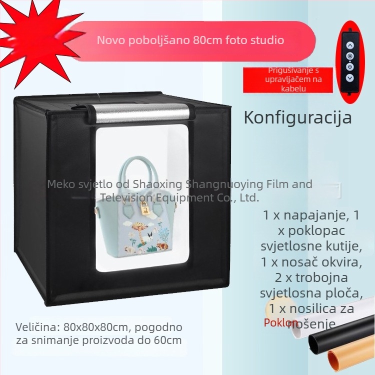 LED svjetlosna kutija za foto-studio – sklopiva, prijenosna s nježnim svjetlom za still life fotografiju; konstrukcija od aluminijske folije i Oxford platna; težine 2,5/4/5,8 kg