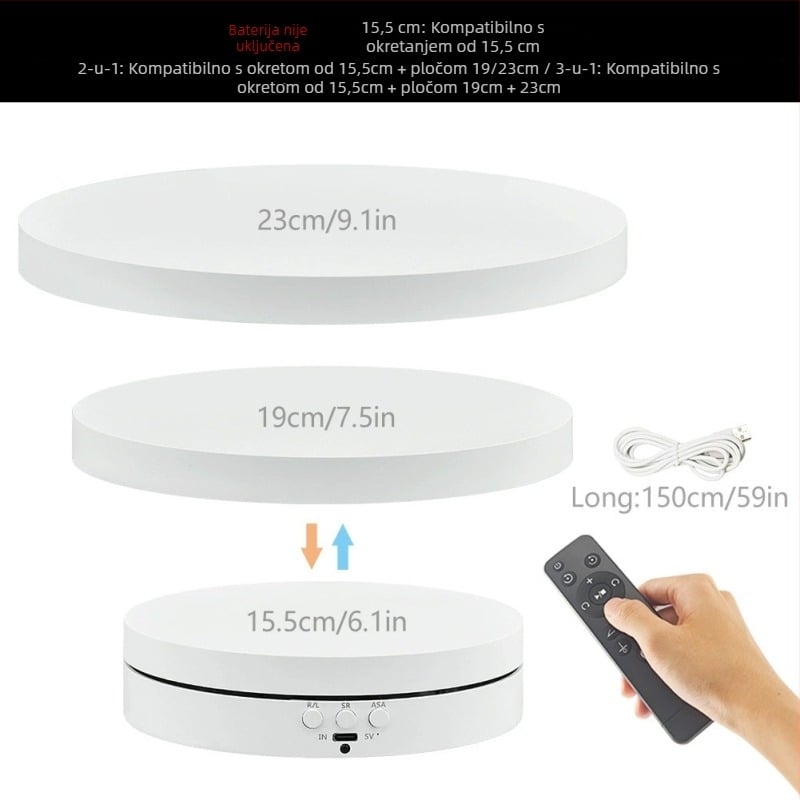 Automatska rotirajuća ploča za izlaganje nakita s tri namjene — ABS plastika, okrugli oblik, dvostruki sloj, injekcijsko oblikovanje