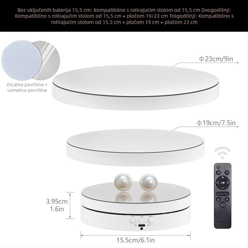 Automatska rotirajuća ploča za izlaganje nakita s tri namjene — ABS plastika, okrugli oblik, dvostruki sloj, injekcijsko oblikovanje