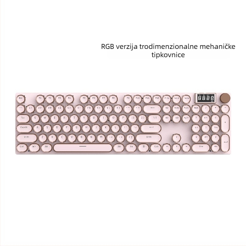 K74 mehanička tipkovnica, 104 tipki, troje-modni spoj, bijeli mehanički prekidači, RGB rasvjeta