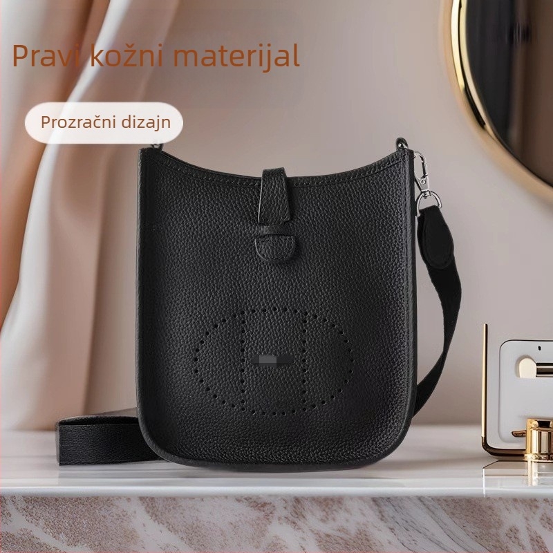 AOVID Crossbody torba od prave kože, koža prvog sloja teleće kože, vertikalni kvadratni oblik, magnetsko zatvaranje