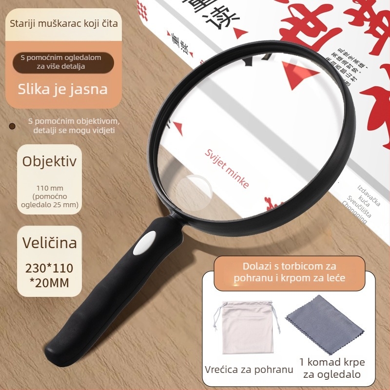 Lupa 888C; PMMA leća visoke rezolucije; silikonsko tijelo; mekana ergonomska ručka; visoko povećanje