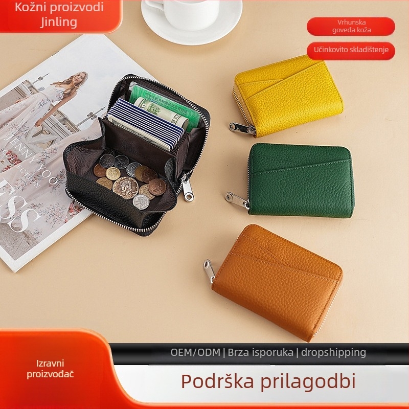 Kožni kartični držač s akordeonskim dizajnom, više pretinaca za kartice, anti-demagnetizirajući, novčanik, gradski minimalistički stil