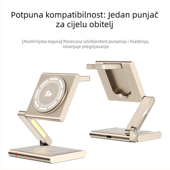 Magnetični 3-u-1 bežični punjač za Apple iPhone Qi2 PD brzo punjenje, ukupna snaga 23W (telefon 15W / slušalice 5W / sat 2,5W)