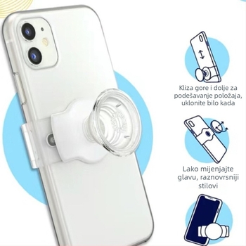 Teleskopski držač za telefon s bočnim klipom – vodoravna/okomita montaža, ABS plast