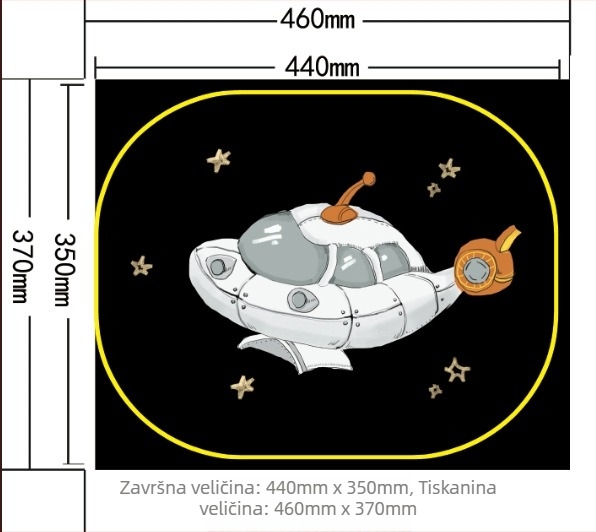 Sjenilo za prozor automobila, PVC+ mreža; ljepljiva instalacija; crtani stil; moguć ispis logotipa; prilagodba od 300 komada
