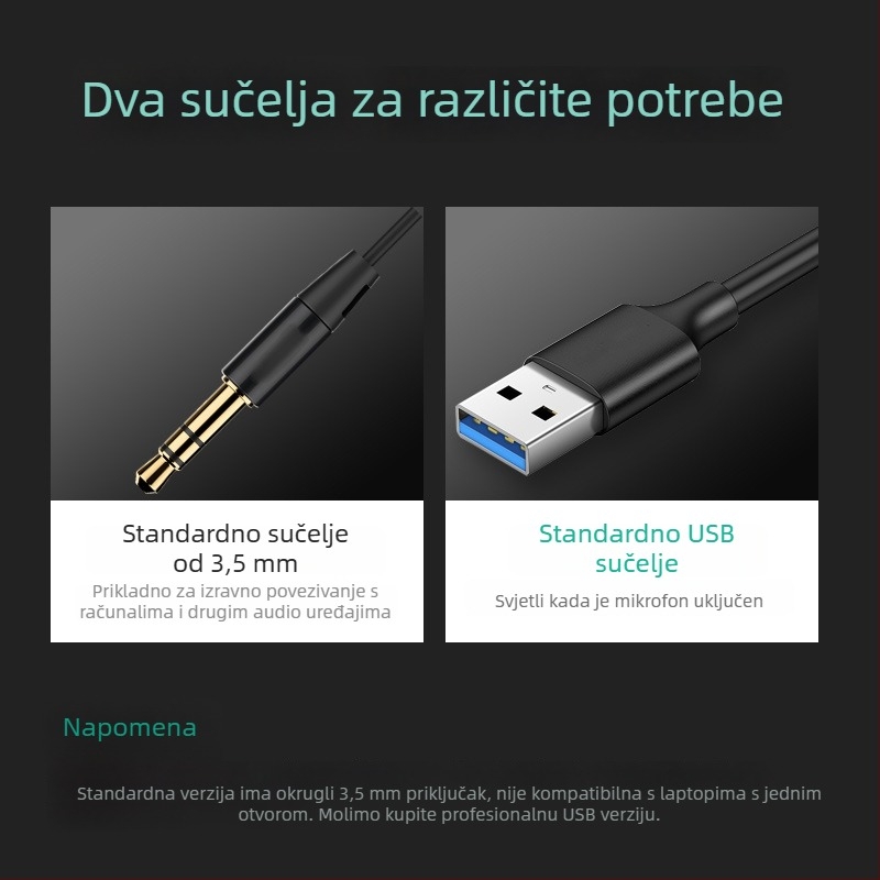 Stolni USB/3,5 mm mikrofon za konferencije, igranje i online nastavu (Model M6, frekvencijski odziv 20 Hz–20 kHz, SNR ≥60 dB)