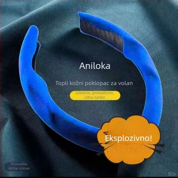 Navlaka za volan od velura za auto – univerzalna prilagodba za sve sezone, protivklizna, upija znoj, otporna na habanje, prenosna