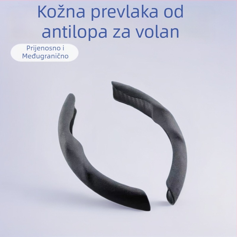 Navlaka za volan od velura za auto – univerzalna prilagodba za sve sezone, protivklizna, upija znoj, otporna na habanje, prenosna