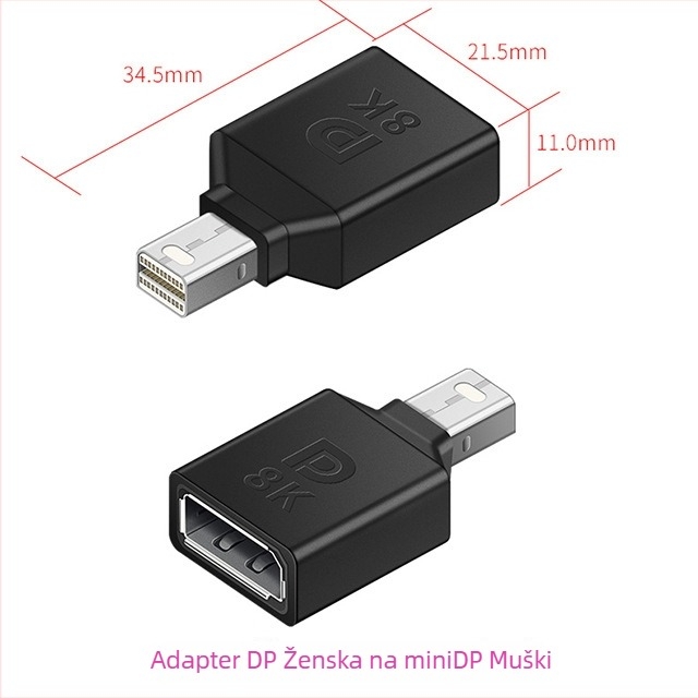 ESYNC DP na Mini DisplayPort adapter, podržava 8K@60Hz, izlaz 1×2, kućište od aluminijske legure
