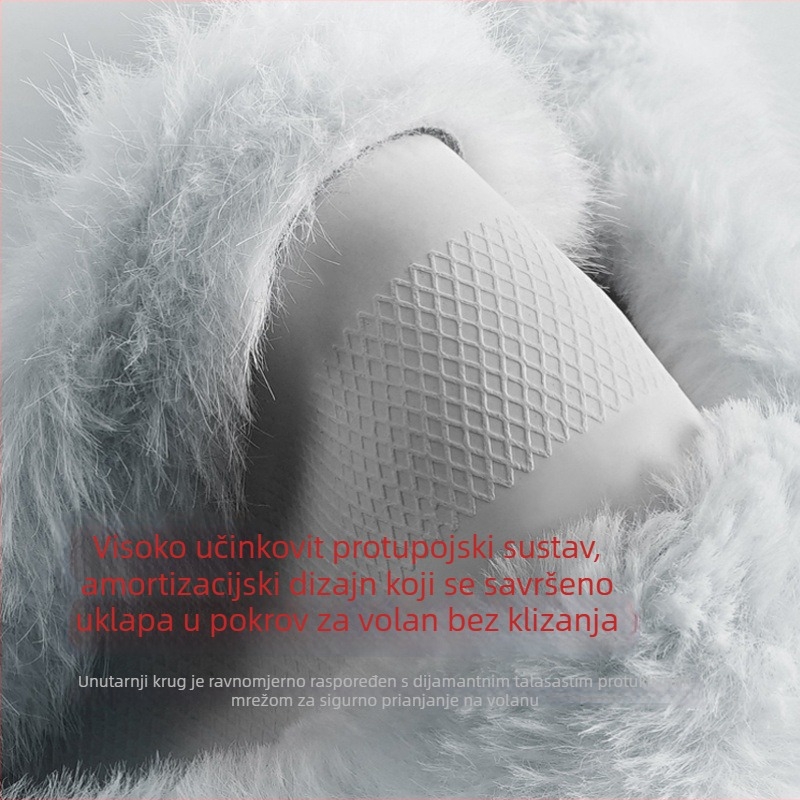 Navlaka za volan od umjetnog pliša, zimski stil, univerzalna prilagodba, ručno šivena