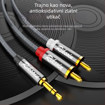 Adapter kabel 3,5 mm na dual RCA za pojačalo i zvučnike, bakreno jezgro, audio izlaz