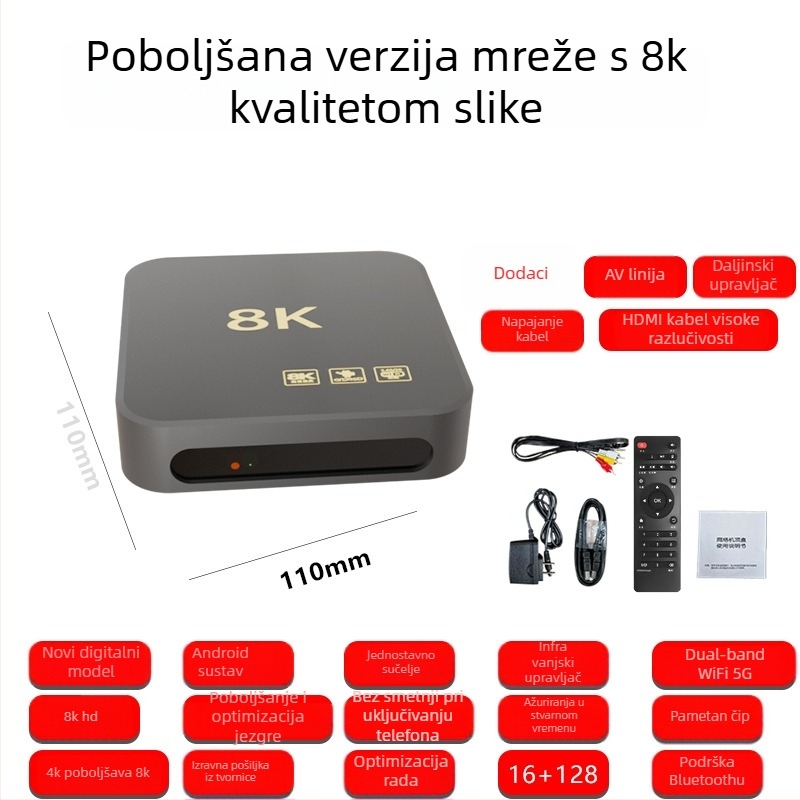 HD set-top box s WiFi, 128 MB RAM, 480p izlaz