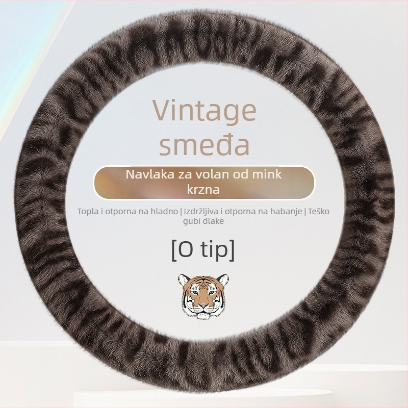 Zimska pliš navlaka za volan s leopardim uzorkom, univerzalna prilagodba, protuklizna, izdržljiva