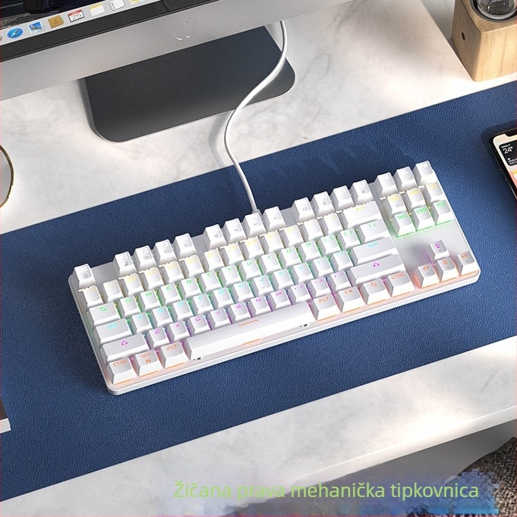 Bow hot-swappable prava mehanička tipkovnica sa smeđim prekidačima, 87 tipki, žična, za prijenosna i stolna računala, gaming