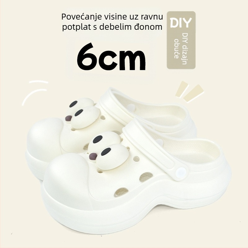 Qi Dashun Crocs-stil EVA pjenaste sandale za žene, prozračne visoke potpetice, za plažu i dvorište, potplat 3,5 cm i više