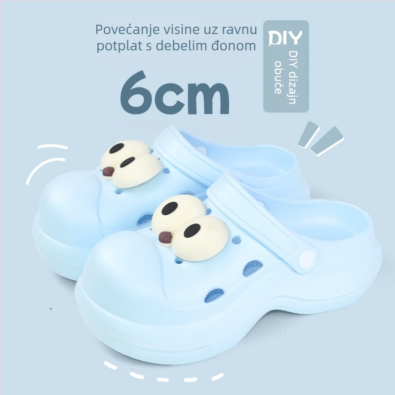 Qi Dashun Crocs-stil EVA pjenaste sandale za žene, prozračne visoke potpetice, za plažu i dvorište, potplat 3,5 cm i više