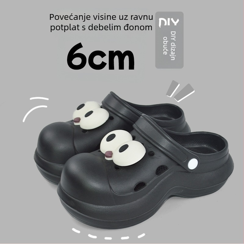 Qi Dashun Crocs-stil EVA pjenaste sandale za žene, prozračne visoke potpetice, za plažu i dvorište, potplat 3,5 cm i više