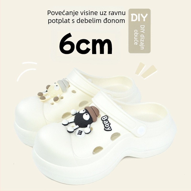 Qi Dashun Crocs-stil EVA pjenaste sandale za žene, prozračne visoke potpetice, za plažu i dvorište, potplat 3,5 cm i više