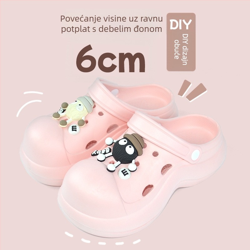 Qi Dashun Crocs-stil EVA pjenaste sandale za žene, prozračne visoke potpetice, za plažu i dvorište, potplat 3,5 cm i više