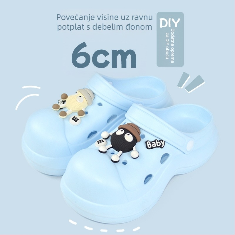 Qi Dashun Crocs-stil EVA pjenaste sandale za žene, prozračne visoke potpetice, za plažu i dvorište, potplat 3,5 cm i više