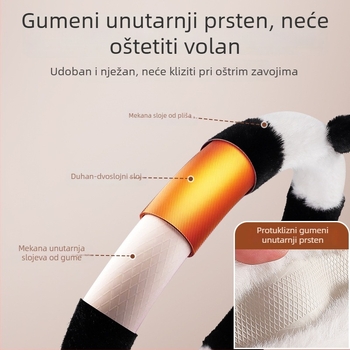 Navlaka za volan automobila, kreativni pliš, zimska toplina, ušiven uzorak, poliester površina, univerzalna prilagodba