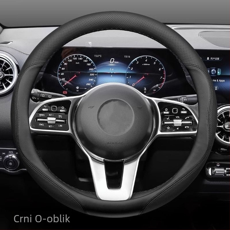 Navlaka za volan automobila, koža, sve sezone, kompatibilno s Aomis, montaža s punim pokrivanjem