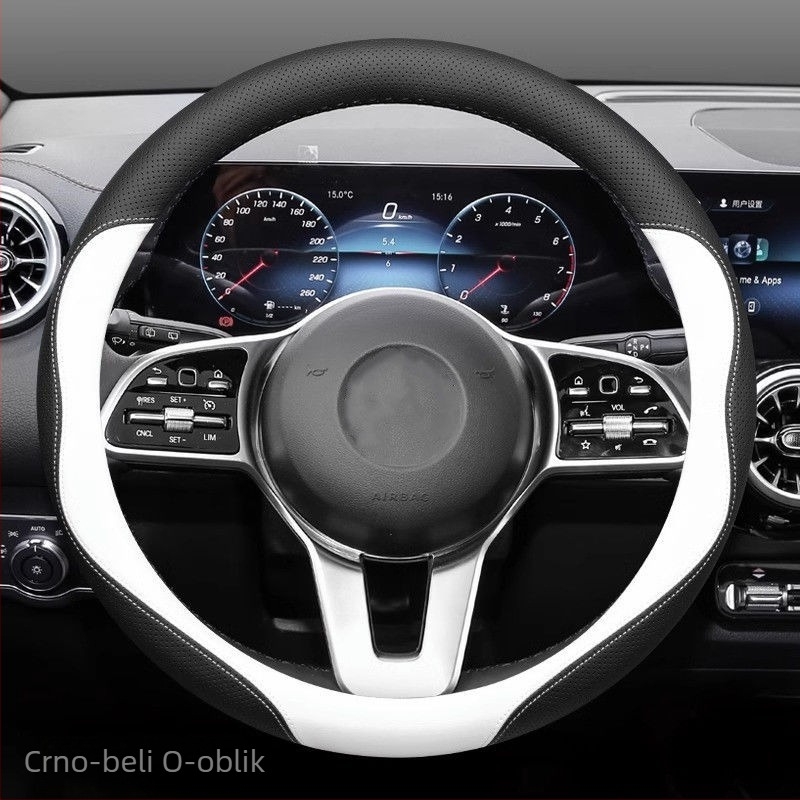Navlaka za volan automobila, koža, sve sezone, kompatibilno s Aomis, montaža s punim pokrivanjem