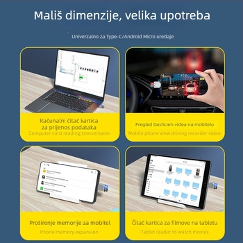 Mini metalni čitač kartica Type-C, visoko brzi OTG 3.0 adapter za TF memorijsku karticu, kompatibilan s Huawei Android