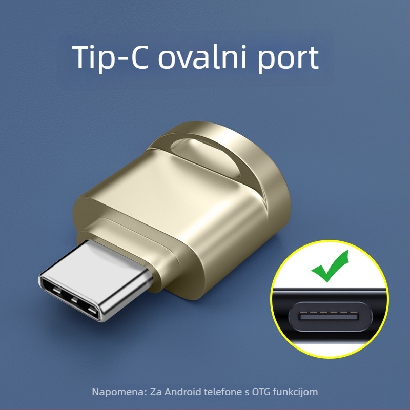 Mini metalni čitač kartica Type-C, visoko brzi OTG 3.0 adapter za TF memorijsku karticu, kompatibilan s Huawei Android