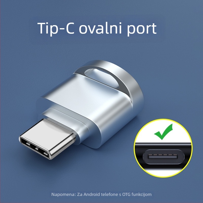 Mini metalni čitač kartica Type-C, visoko brzi OTG 3.0 adapter za TF memorijsku karticu, kompatibilan s Huawei Android