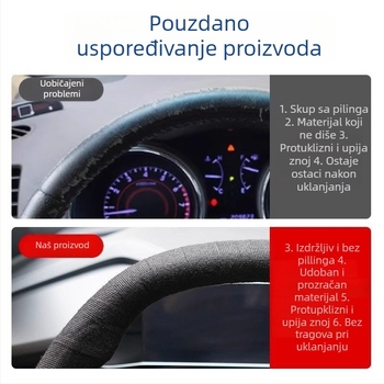 Prekrivač za volan s zimskim plišem za toplinu, popravak ljuštenja i habanja, otporan na habanje i protuklizan, prava koža površina za vozila Benyida