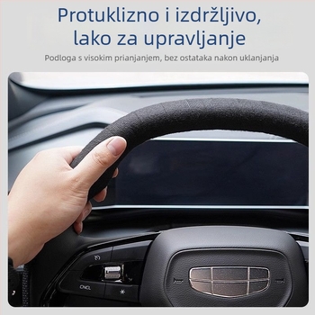 Prekrivač za volan s zimskim plišem za toplinu, popravak ljuštenja i habanja, otporan na habanje i protuklizan, prava koža površina za vozila Benyida