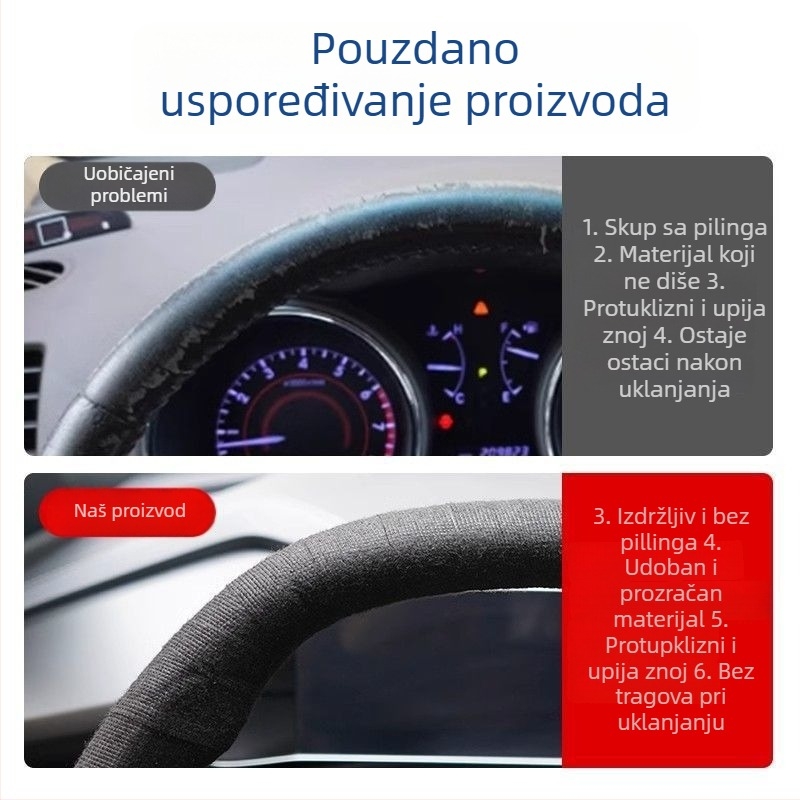 Prekrivač za volan s zimskim plišem za toplinu, popravak ljuštenja i habanja, otporan na habanje i protuklizan, prava koža površina za vozila Benyida