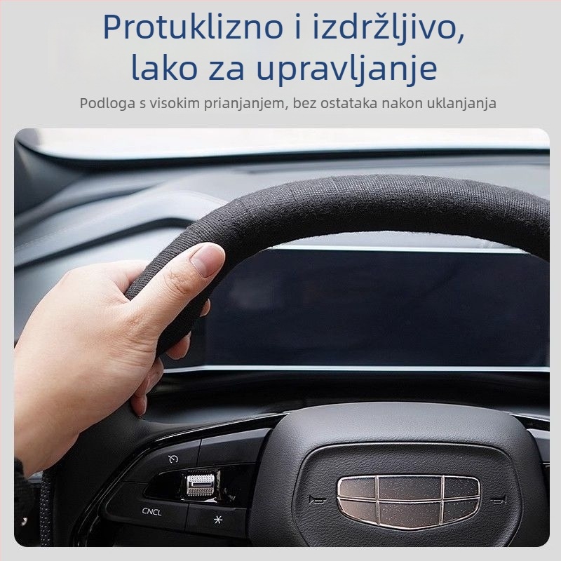 Prekrivač za volan s zimskim plišem za toplinu, popravak ljuštenja i habanja, otporan na habanje i protuklizan, prava koža površina za vozila Benyida