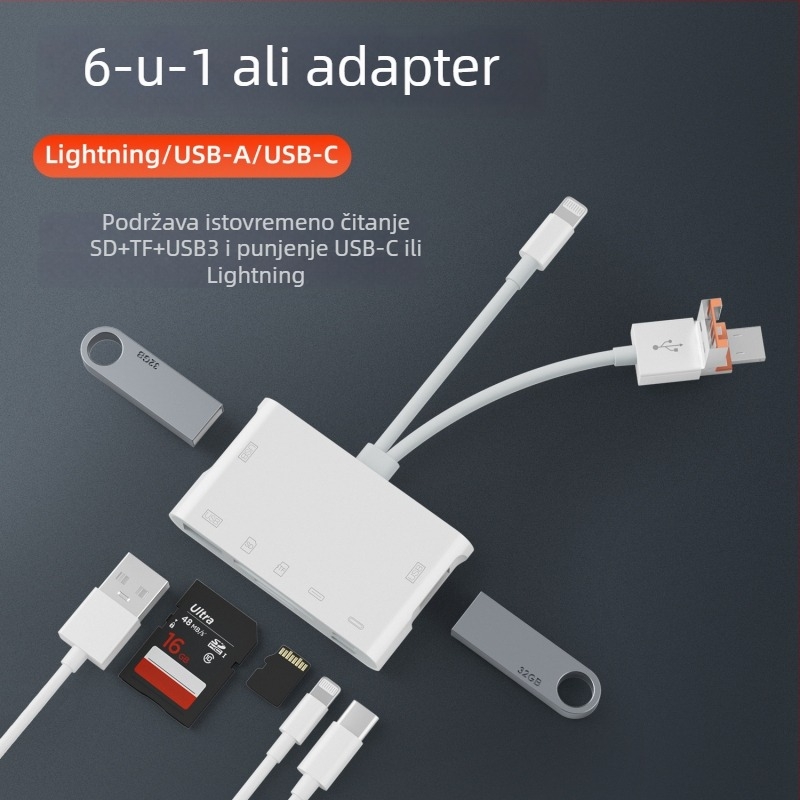 NK-1055TL Pro Višestruki čitač kartica: USB-C, Lightning, USB-A, SD/TF kartice