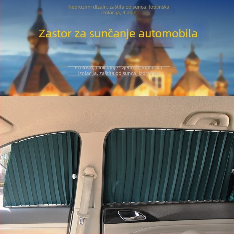 Auto zaštitna zavjesa od satena, viseći tip s gornjim i donjim dvostrukim tračnicama, kompatibilna s 95% posebnih modela automobila, Marka Hong Kong Qiu Xin